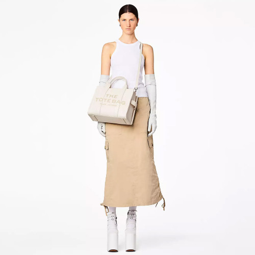 Сумка Marc Jacobs The Leather Medium Tote Bag – Cotton/Silver