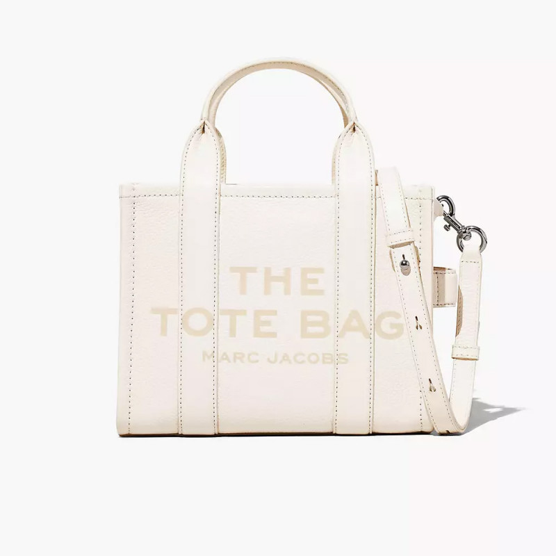 Marc Jacobs The Leather Small Tote Bag – Cotton/Silver