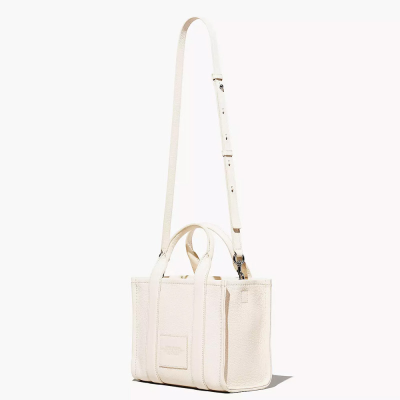 Marc Jacobs The Leather Small Tote Bag – Cotton/Silver