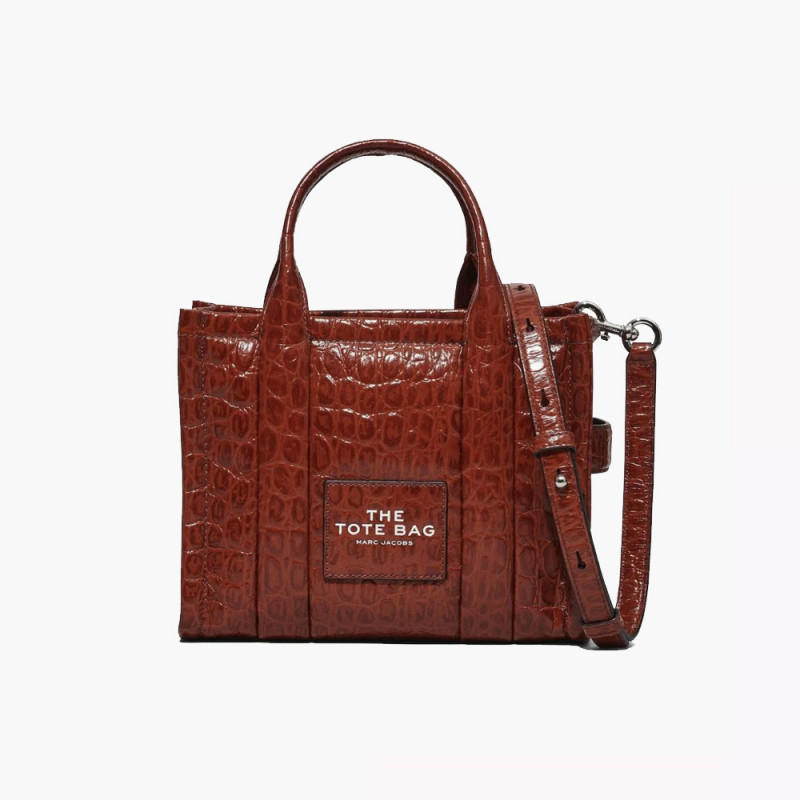 Marc Jacobs The Croc-Embossed Small Tote Bag – Spice Brown