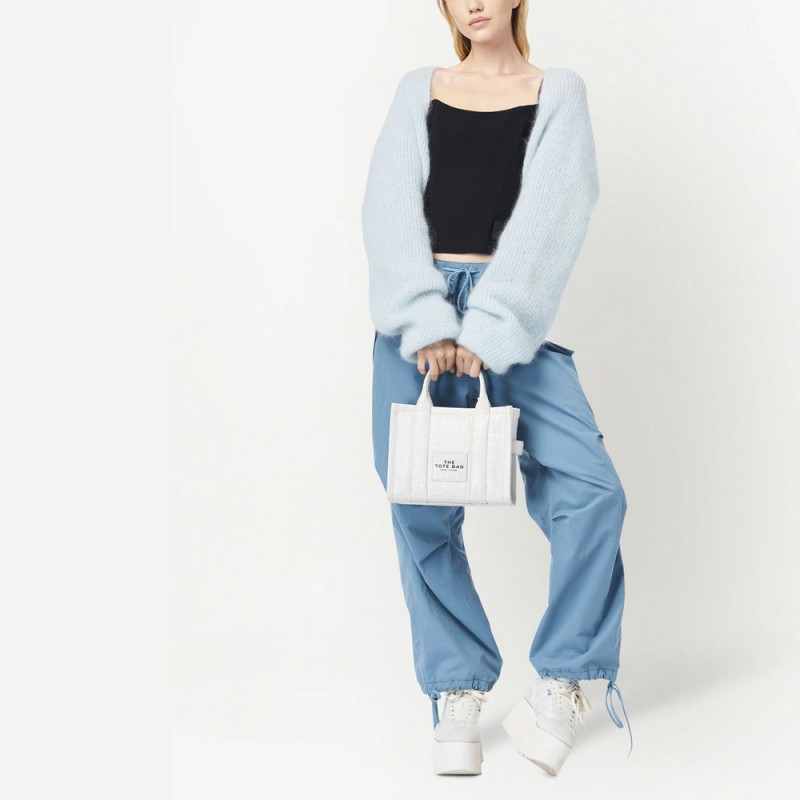Marc Jacobs The Croc-Embossed Small Tote Bag – White