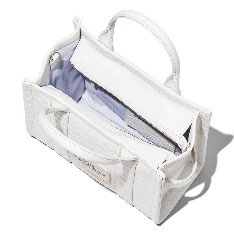 Marc Jacobs The Croc-Embossed Small Tote Bag – White